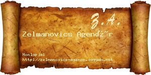 Zelmanovics Agenór névjegykártya